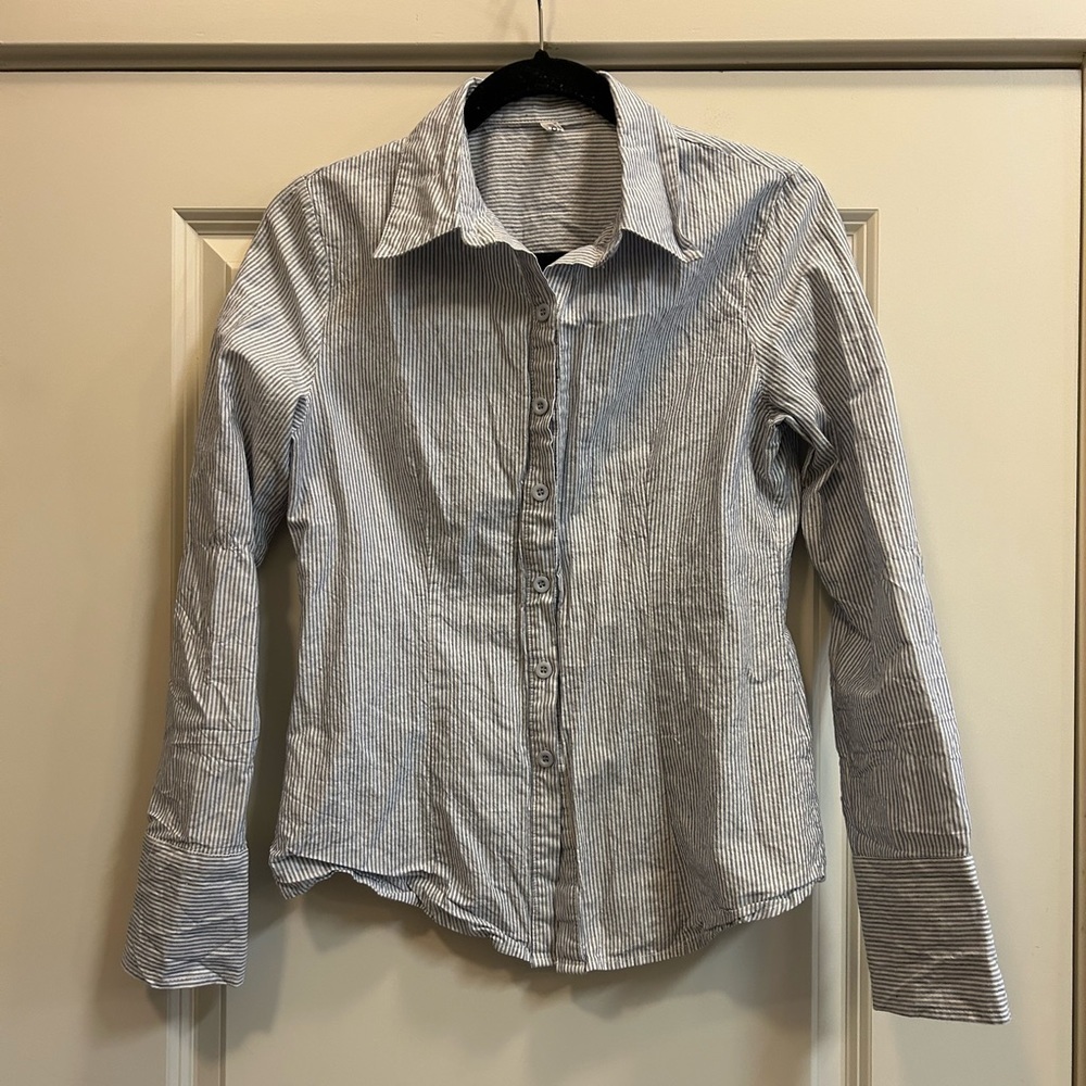 Hotouch Blue White Stripe Cotton Button Down Shirt - size M